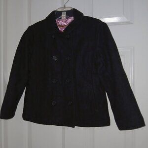 Sophisticated Formal Black Wool double breasted quilted pink satin lined Sz M